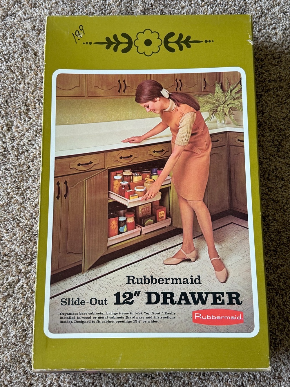 Rubbermaid Slide-Out 12" Cabinet Drawer Organizer Vintage NIB
